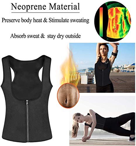 Yokald Faja Reductora Adelgazante Abdominal Mujer Neopreno Camiseta Sudoración Compresión de Sauna Chaleco para Pérdida de Peso con Quema Grasa Deportivo (Negro, M)