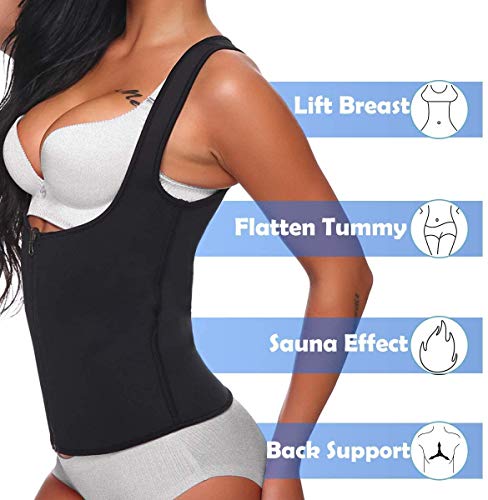 Yokald Faja Reductora Adelgazante Abdominal Mujer Neopreno Camiseta Sudoración Compresión de Sauna Chaleco para Pérdida de Peso con Quema Grasa Deportivo (Negro, M)