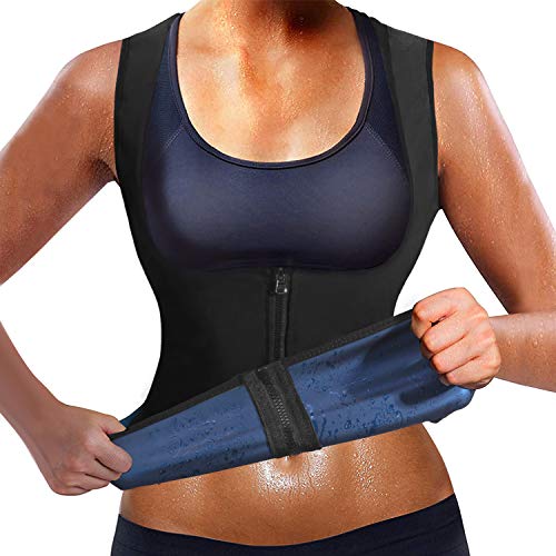 Yokald Faja Reductora Adelgazante Abdominal Mujer polímero Camiseta Sudoración Compresión de Sauna Chaleco para Pérdida de Peso con Quema Grasa Deportivo (Negro, 3XL)