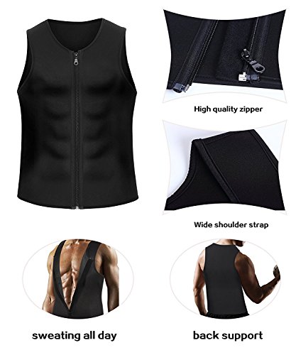 Yokald Faja Reductora Adelgazante Hombre Neopreno Camiseta Reductora Compresión de Sauna Chaleco para Desarrollo Muscular Pérdida de Peso con Quema Grasa Deportivo (Negro, M)