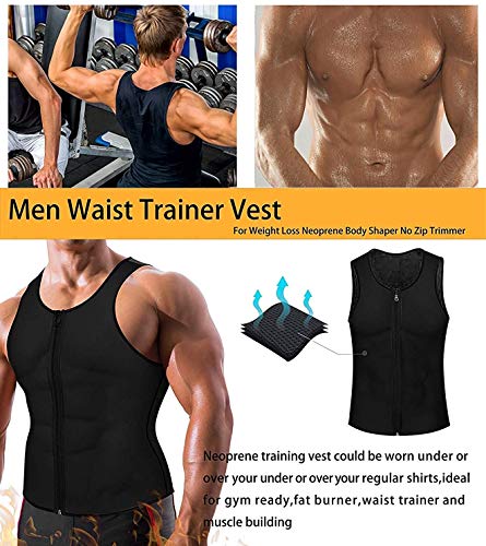 Yokald Faja Reductora Adelgazante Hombre Neopreno Camiseta Reductora Compresión de Sauna Chaleco para Desarrollo Muscular Pérdida de Peso con Quema Grasa Deportivo (Negro, 3XL)