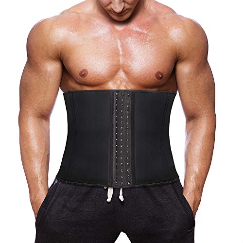 Yokald Faja Reductora Adelgazante Hombres Faja Reductora Cinturón Lumbar Abdomen Deportiva Faja Neopreno Ajustable para Deporte Fitness Efecto Sauna para la Quema de Grasa (Negro, XL)