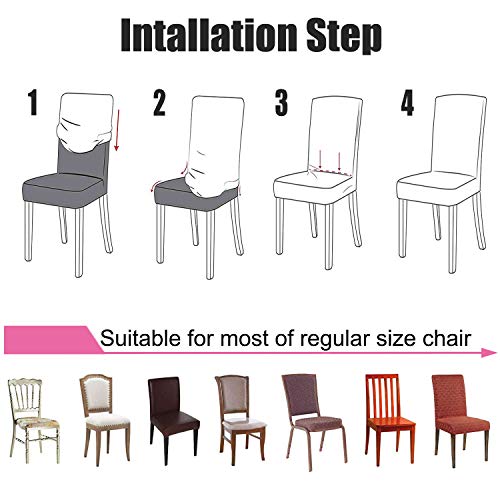 yokamira Fundas para Sillas Pack de 6, Fundas de Silla de Comedor Elasticas Respaldo Alto, Cubiertas para Sillas Asiento Extraíbles y Lavables, para Modernas Boda, Hogar, Restaurante, Negro yokamira Fundas para Sillas Pack de 6, Fundas de Silla de Comedor Elasticas Respaldo Alto, Cubiertas para Sillas Asiento Extraíbles y Lavables, para Modernas Boda, Hogar, Restaurante, Negro