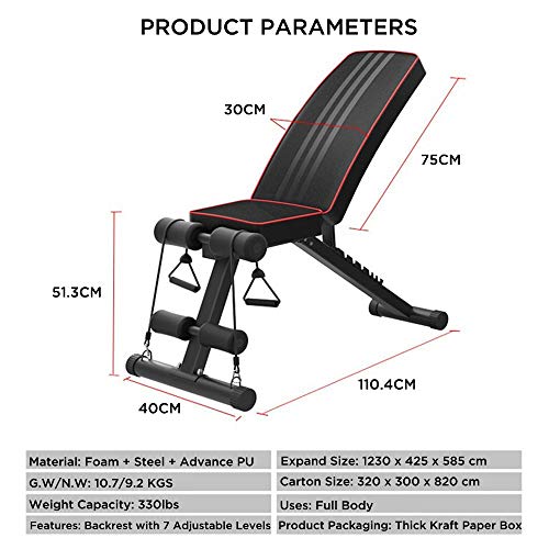 YOLEO Banco de Pesas Ajustable - Bancos de Pesas utilitarios para Entrenamiento de Cuerpo Completo, Plegable Banco de declive Inclinado Prensa para Gimnasio en casa (Negro)