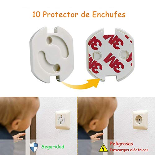 Yompz 40 Piezas Kit de Seguridad para Bebés, 6 Bebé de Seguridad Bloqueo, 6 Cerraduras de Cajón, 12 Protectores de Esquinas, 10 Protector de Enchufes, 4 Tope Clip Protector Puerta, 2 Tope de Puertas