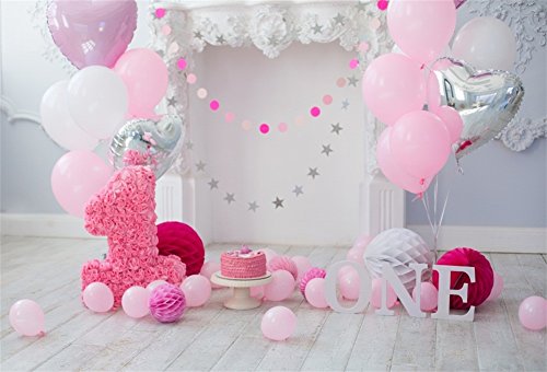 YongFoto 2,2x1,5m Vinilo Telon de Fondo Cumpleaños 1 año Hermosas Decoraciones Fondos Fotograficos Photo Booth Infantil Party Banner Niña Niño Photo Studio Props