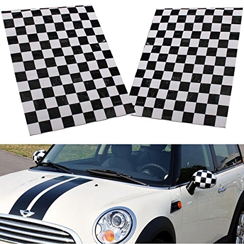 YONGYAO 2Pcs Checkered Patrón Vinilo Lado Espejo Pegatinas para Mini Cooper