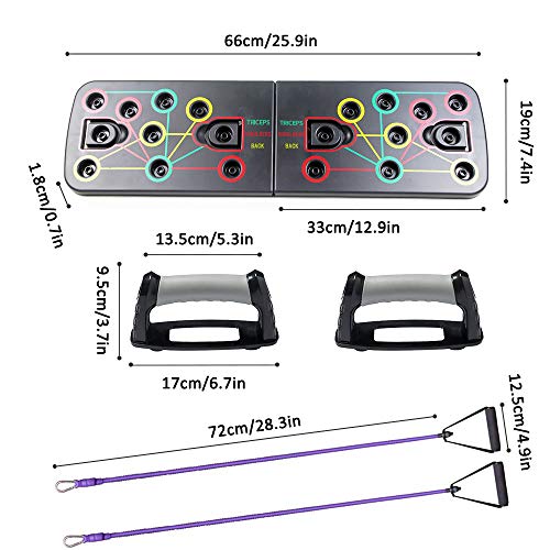 Yoophane Tabla de Flexiones, 13 en 1 Push Up Board con Bandas de Resistencia, Ejercicio Soportes para Flexiones en Casa Multifuncional, Entrenamiento de la Fuerza para Hombres y Mujeres