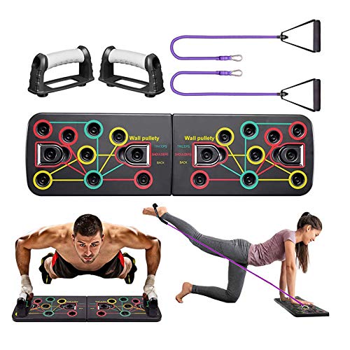 Yoophane Tabla de Flexiones, 13 en 1 Push Up Board con Bandas de Resistencia, Ejercicio Soportes para Flexiones en Casa Multifuncional, Entrenamiento de la Fuerza para Hombres y Mujeres Yoophane Tabla de Flexiones, 13 en 1 Push Up Board con Bandas de Resistencia, Ejercicio Soportes para Flexiones en Casa Multifuncional, Entrenamiento de la Fuerza para Hombres y Mujeres