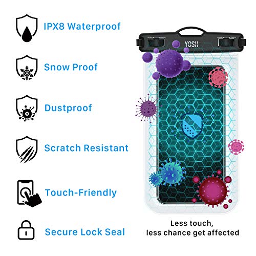 YOSH Funda Impermeable Móvil IPX8 Universal 2 Unidades, Bolsa para Móvil Estanca a Prueba de Agua para iPhone 12 Pro MAX 11 XR X 8 7 Galaxy Note 20 S20 Xiaomi Poco X3 Huawei Mate40 Pro hasta 7''