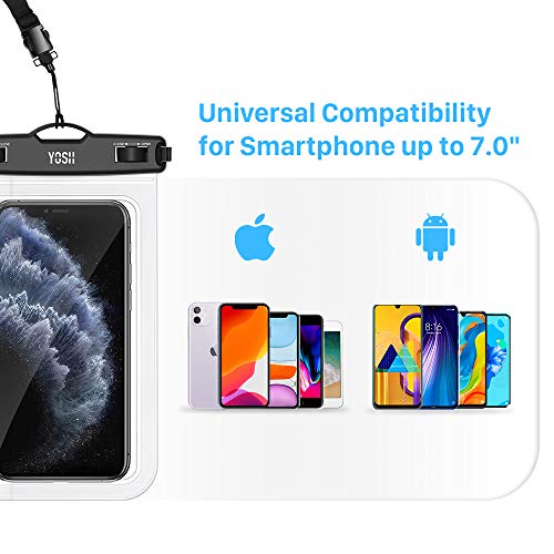 YOSH Funda Impermeable Móvil IPX8 Universal 2 Unidades, Bolsa para Móvil Estanca a Prueba de Agua para iPhone 12 Pro MAX 11 XR X 8 7 Galaxy Note 20 S20 Xiaomi Poco X3 Huawei Mate40 Pro hasta 7''