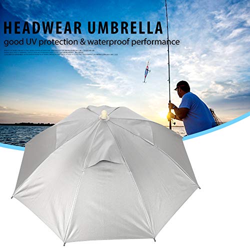 Yosoo Health Gear Sombrero de Paraguas de Manos Libres, Sombrero de Pesca de protección UV a Prueba de Agua, Paraguas Plegable Ajustable para la Pesca, jardinería de Playa, Campamento de Playa
