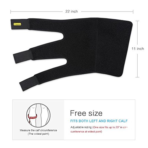 Yosoo - Protección ajustable de neopreno para gemelo, unisex, para dolores musculares y tensiones, color negro