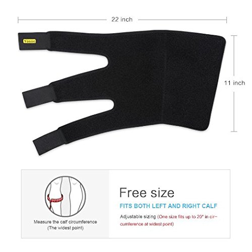 Yosoo - Protección ajustable de neopreno para gemelo, unisex, para dolores musculares y tensiones, color negro