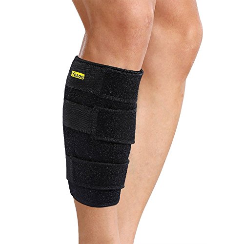 Yosoo - Protección ajustable de neopreno para gemelo, unisex, para dolores musculares y tensiones, color negro