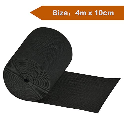 YOTINO 2 paquetes de bandas elásticas anchas para coser con cuerda elástica plana, incluye 1 paquete de bobina elástica blanca y 1 paquete de carrete de banda elástica negra, 4 m x 10 cm