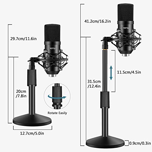 YOTTO Micrófono USB, PC Micrófono de Condensador para ordenador profesional 192KHz/24bit cardioide Micrófono con soporte de micrófono, filtro pop para Twitch Streaming, Podcasting, Youtube, Skype YOTTO Micrófono USB, PC Micrófono de Condensador para ordenador profesional 192KHz/24bit cardioide Micrófono con soporte de micrófono, filtro pop para Twitch Streaming, Podcasting, Youtube, Skype