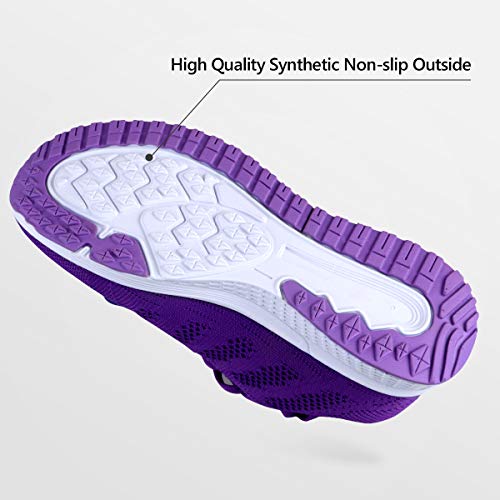 Youecci Zapatillas de Deportivos de Running para Mujer Deportivo de Exterior Interior Gimnasia Ligero Sneakers Fitness Atlético Caminar Zapatos Transpirable Morado 41 EU