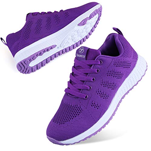 Youecci Zapatillas de Deportivos de Running para Mujer Deportivo de Exterior Interior Gimnasia Ligero Sneakers Fitness Atlético Caminar Zapatos Transpirable Morado 41 EU