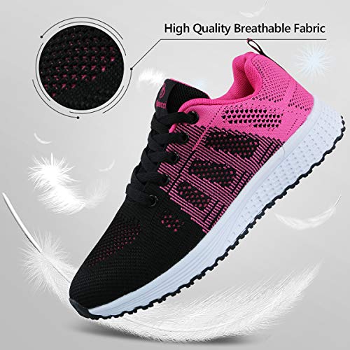 Youecci Zapatillas de Deportivos de Running para Mujer Deportivo de Exterior Interior Gimnasia Ligero Sneakers Fitness Atlético Caminar Zapatos Transpirable Rojo 38 EU