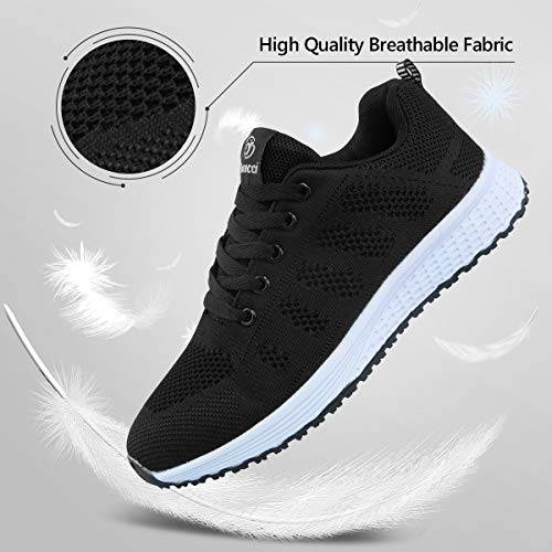 Youecci Zapatillas de Deportivos de Running para Mujer Deportivo de Exterior Interior Gimnasia Ligero Sneakers Fitness Atlético Caminar Zapatos Transpirable Negro 38 EU