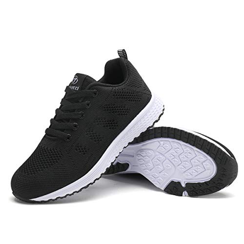 Youecci Zapatillas de Deportivos de Running para Mujer Deportivo de Exterior Interior Gimnasia Ligero Sneakers Fitness Atlético Caminar Zapatos Transpirable Negro 38 EU