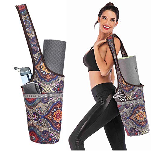 Young Ming Bolsa para Colchoneta de Yoga con Bolsillo de Gran Tamaño y Bolsillo con Cremallera, Ajuste la Mayoría de Las Alfombrillas de Tamaño Funda Esterilla Yoga para Mujeres (Tótem Antiguo)