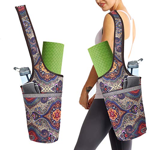 Young Ming Bolsa para Colchoneta de Yoga con Bolsillo de Gran Tamaño y Bolsillo con Cremallera, Ajuste la Mayoría de Las Alfombrillas de Tamaño Funda Esterilla Yoga para Mujeres (Tótem Antiguo)