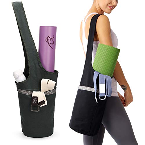 Young Ming Bolsa para Colchoneta de Yoga con Bolsillo de Gran Tamaño y Bolsillo con Cremallera, Ajuste la Mayoría de Las Alfombrillas de Tamaño Funda Esterilla Yoga para Mujeres (Verde)