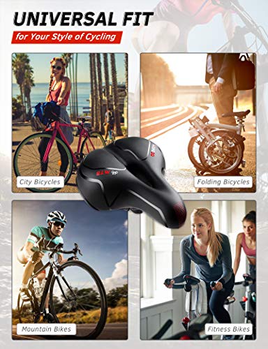 YOUNGDO Sillín de Bicicleta, Asiento de Bici de Gel, Más Ancho y Cómodo, 2 Amortiguadores, 25 * 22cm Cojín Ergonómico con Cubierta Impermeable y Marca Reflectante, para Bicicletas de MTB/Carreras YOUNGDO Sillín de Bicicleta, Asiento de Bici de Gel, Más Ancho y Cómodo, 2 Amortiguadores, 25 * 22cm Cojín Ergonómico con Cubierta Impermeable y Marca Reflectante, para Bicicletas de MTB/Carreras