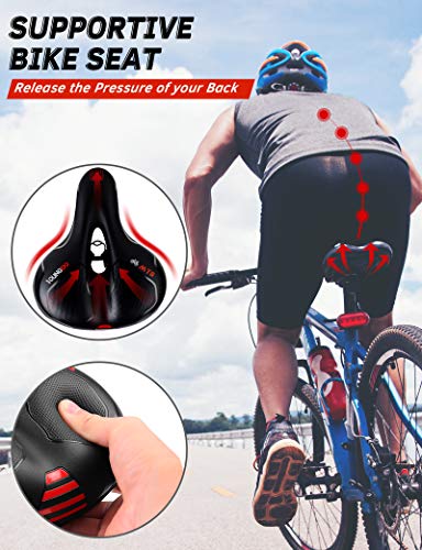 YOUNGDO Sillín de Bicicleta, Asiento de Bici de Gel, Más Ancho y Cómodo, 2 Amortiguadores, 25 * 22cm Cojín Ergonómico con Cubierta Impermeable y Marca Reflectante, para Bicicletas de MTB/Carreras YOUNGDO Sillín de Bicicleta, Asiento de Bici de Gel, Más Ancho y Cómodo, 2 Amortiguadores, 25 * 22cm Cojín Ergonómico con Cubierta Impermeable y Marca Reflectante, para Bicicletas de MTB/Carreras