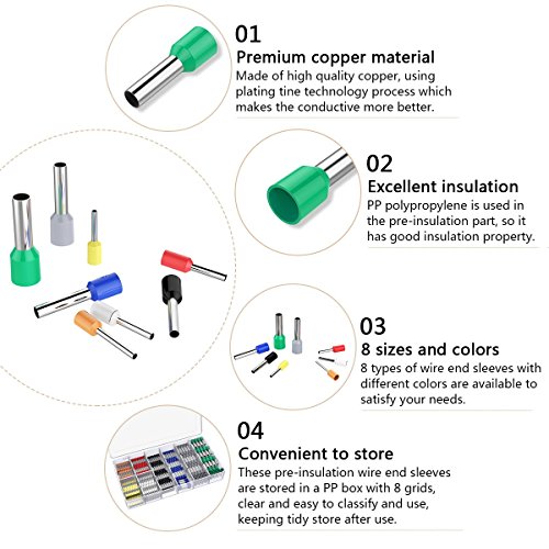 YoungRich Conectores Terminales Electricos Cable Kit con 8 Colores Crimpadora de Terminales con 880pcs Terminales Juego Aislante Casquillos YoungRich Conectores Terminales Electricos Cable Kit con 8 Colores Crimpadora de Terminales con 880pcs Terminales Juego Aislante Casquillos