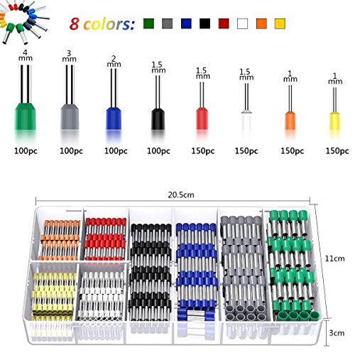 YoungRich Conectores Terminales Electricos Cable Kit con 8 Colores Crimpadora de Terminales con 880pcs Terminales Juego Aislante Casquillos YoungRich Conectores Terminales Electricos Cable Kit con 8 Colores Crimpadora de Terminales con 880pcs Terminales Juego Aislante Casquillos