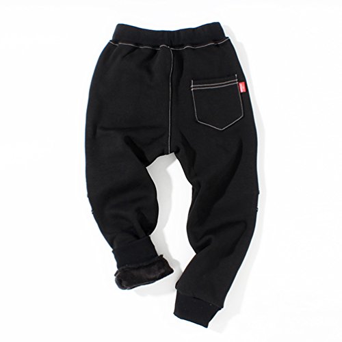 YoungSoul Pantalones para niño - Joggers Deportivos con Bajos Ajustados - Pantalon Chandal con Forro Polar Negro 4-5años/Etiqueta 120