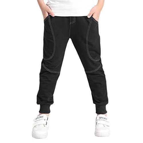 YoungSoul Pantalones para niño - Joggers Deportivos con Bajos Ajustados - Pantalon Chandal con Forro Polar Negro 4-5años/Etiqueta 120