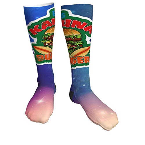 YOUPENG Big Kahuna Burger Unisex Calcetines Deportivos de tacón Negro Grueso 50cm Medias hasta la Rodilla