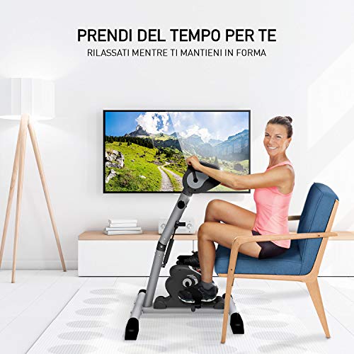 YOUR MOVE Mini Bike doble pedal, bicicleta estática para gimnasia activa, rehabilitación, utilizable con y sin motor, 12 velocidades, 6 programas, temporizador, distancia, calorías, mando a distancia