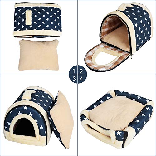 YouthUnion Cama para Mascota, Casa Estera Casera Diseño de Triángulo Edredón Máquina Saco de Dormir Caliente Lavable Cómoda para Gatito Gatos Perros Cachorro Conejo Invierno (L, Color 5)