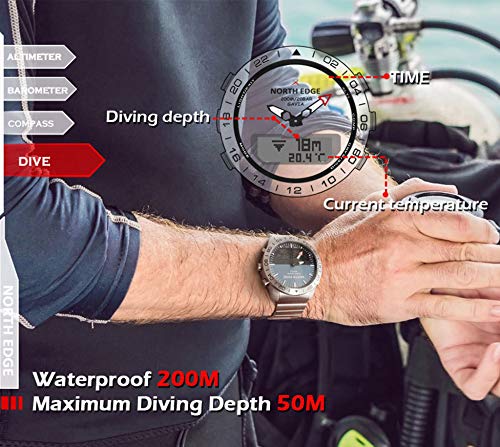 YPSMCYL Reloj De Silicona De Color para Exteriores North Edge Reloj De Buceo De Presión De Altitud Doble Pantalla Impermeable,Black YPSMCYL Reloj De Silicona De Color para Exteriores North Edge Reloj De Buceo De Presión De Altitud Doble Pantalla Impermeable,Black