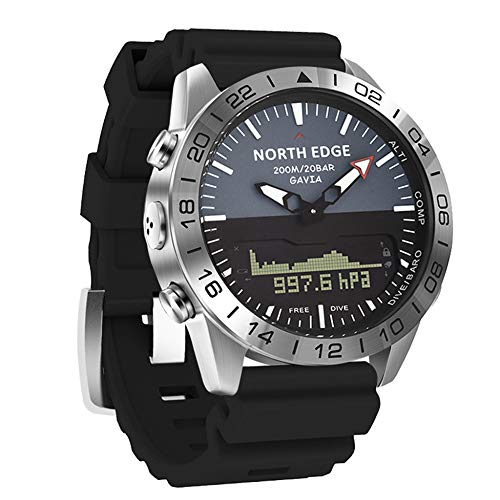 YPSMCYL Reloj De Silicona De Color para Exteriores North Edge Reloj De Buceo De Presión De Altitud Doble Pantalla Impermeable,Black