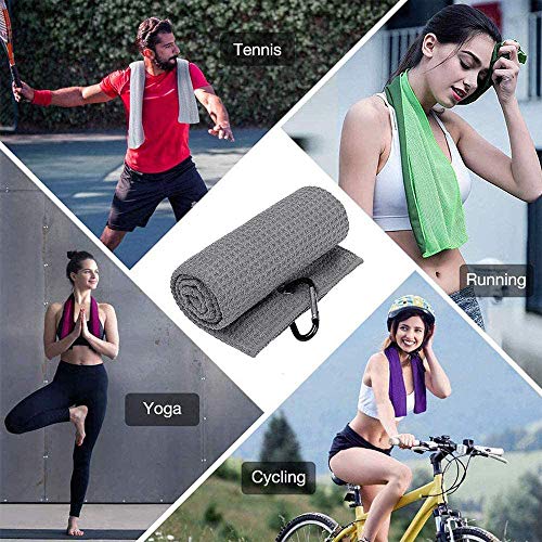 ysister Toalla de Golf de 2 Piezas, Toalla de Microfibra para Deportes, Lazo para Colgar, paño de Toalla de Golf, para Deportes de Fitness, al Aire Libre, Yoga, Golf, Bicicleta para Correr