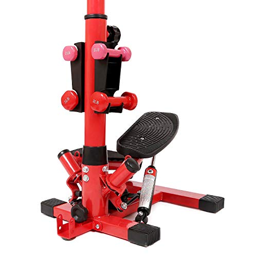 YSYSZYN Sportstech Twister Stepper 2 en 1 Cuerdas de Resistencia Escaladora y Swing Stepper para usuarios Principiantes y avanzados con Pantalla Multifuncional-Rojo