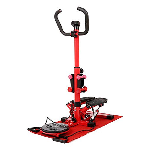 YSYSZYN Sportstech Twister Stepper 2 en 1 Cuerdas de Resistencia Escaladora y Swing Stepper para usuarios Principiantes y avanzados con Pantalla Multifuncional-Rojo