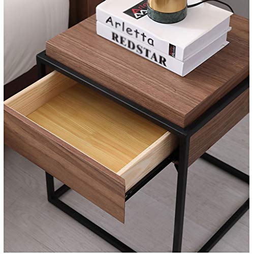 Yuanjiashop Mesillas de Noche Nordic Mesita de Noche Simple Hierro Forjado Lateral Moderna Tabla Personalidad Creativa taquillas Plaza Dormitorio Mesita de Noche Mesa para Cama café Dormitorio