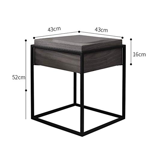 Yuanjiashop Mesillas de Noche Nordic Mesita de Noche Simple Hierro Forjado Lateral Moderna Tabla Personalidad Creativa taquillas Plaza Dormitorio Mesita de Noche Mesa para Cama café Dormitorio