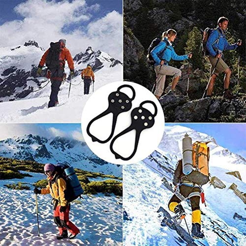 Yuanqu Clampones de Hielo Antideslizantes con Tachuelas Unisex, 1 par de Pinzas de Agarre Antideslizantes universales Tacos de Hielo Antideslizantes para Zapatos con Clavos de Agarre Crampones