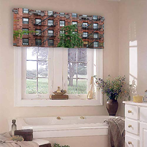 YUAZHOQI Cortina de filtrado de luz Manhattan Apartamento Edificio de 127 cm de ancho x 45 cm de largo Valencia de ventana para sala de estar (1 panel)