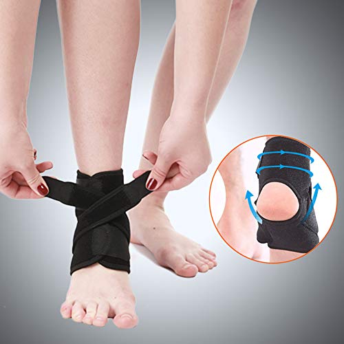 Yuccer Tobillera para Esguince Ajustable, Tobillera Deporte Proteccion para Hombres Mujeres Futbol Voleibol, Fitness Ejercicio y Senderismo (Negro)