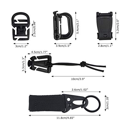 YuCool -Juego de 25 Accesorios tácticos Molle,Llavero de cincha YuCool,Anillas en D,360 Clips de rotación,dominadores de Red con Cuerdas elásticas y Hebillas para dominadores,cinturón táctico YuCool -Juego de 25 Accesorios tácticos Molle,Llavero de cincha YuCool,Anillas en D,360 Clips de rotación,dominadores de Red con Cuerdas elásticas y Hebillas para dominadores,cinturón táctico