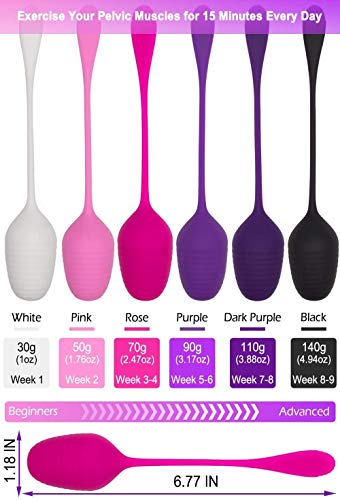 YUECHAO Kegel - Juego de 6 pelotas de silicona para entrenamiento de pélvico en el suelo, fortalece los músculos vaginales, resistente al agua, 30 g a 150 g